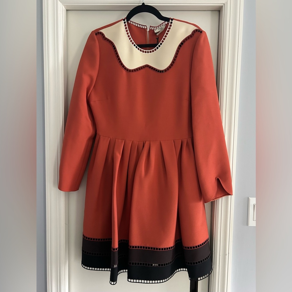 Fendi Orange and Black Long Sleeve Dress